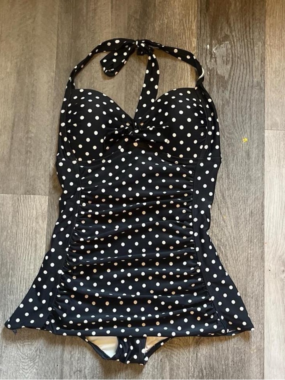 Merona Black and White Polka Dot Halter One-Piece Swim
